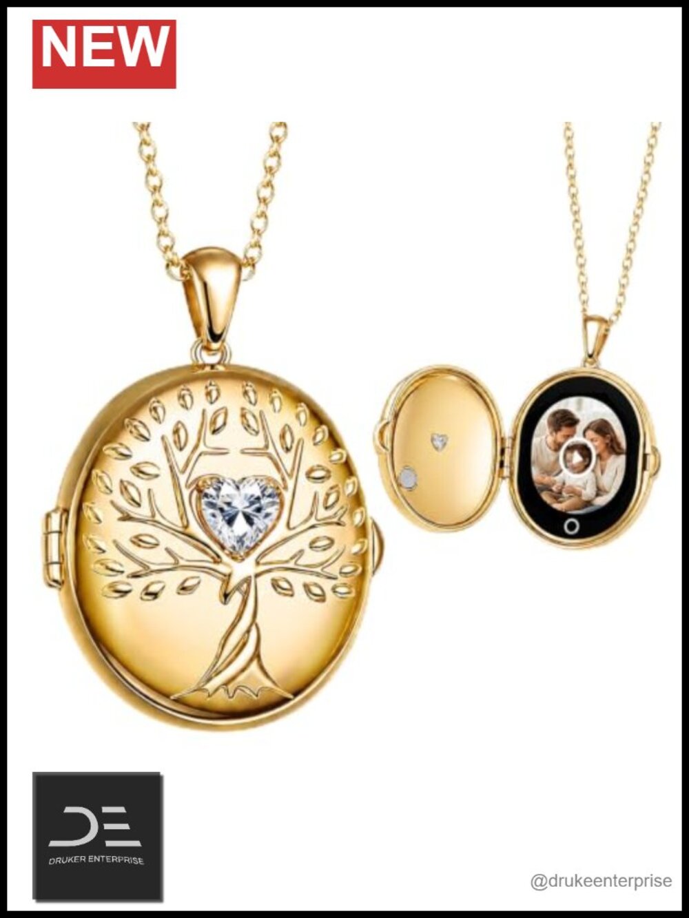 AI Smart Locket Necklace Animated Picture with White Sapphire